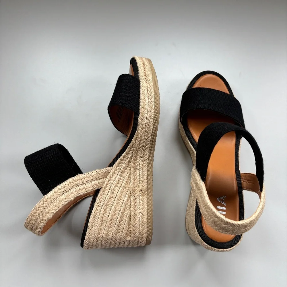 MIA Brittni Wedge Espadrille Sandals Black Wedges Sandals Wedding Event‎ Comfort